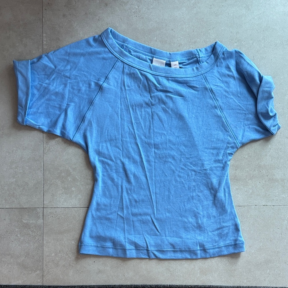 GAP Studio Asymmetric Off shoulder Blue Top
